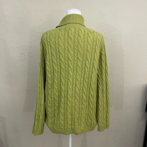 vintage 90s green plus size girly downtown it girl cable knit turtleneck - Picture 5 of 8